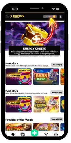 Kassier bij Energy Casino