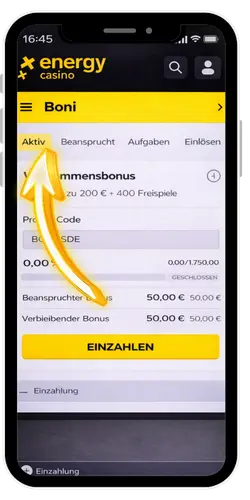 Energy Casino Bereich