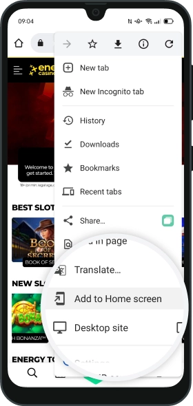Energycasino App Install option