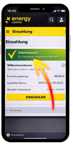 Energy Casino Einzahlung bestätigen