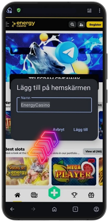 Energycasino lägg till appikon