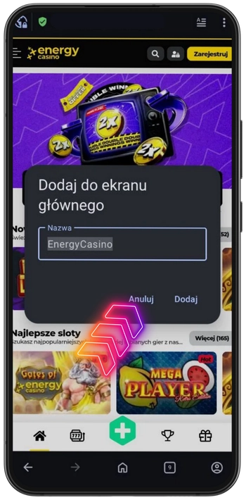Dodaj ikonę aplikacji Energycasino