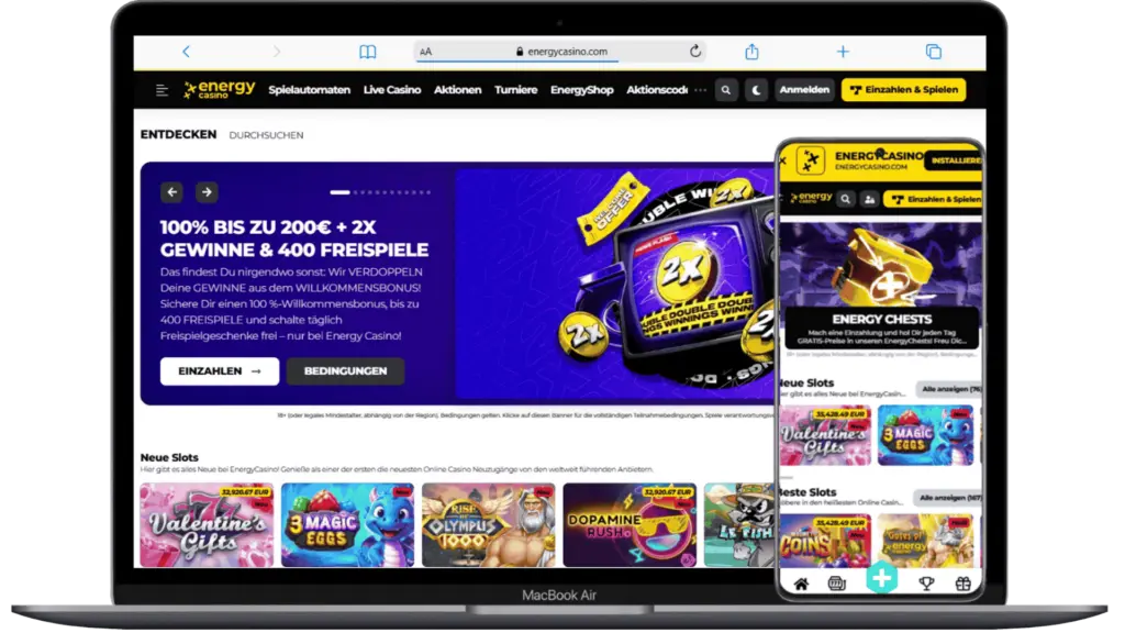 Desktop und Mobilgeräte Energy Casino