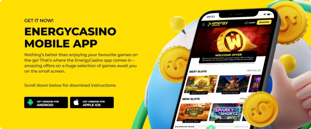 Energycasino mobile app sida