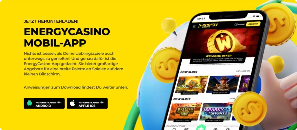 Energycasino mobile app Seite