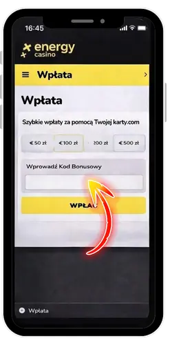 Wprowadzenie kodu Energy Casino