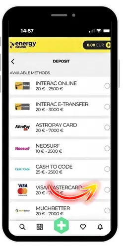 Betaalmethode voor Energy Casino promotiecode