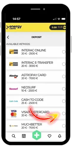 Energy Casino Zahlungsmethode für Promo-Code